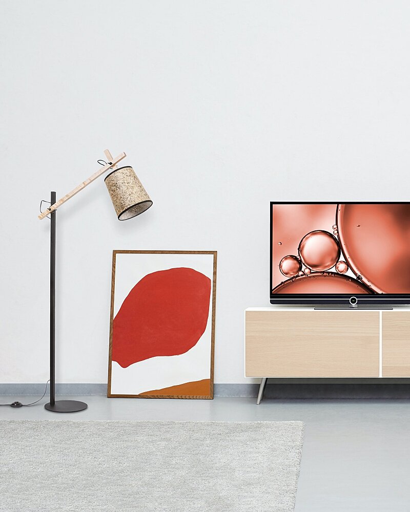 Stehleuchte Leseleuchte Heu Holz Metall 22 cm