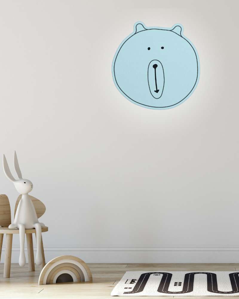 LED Wandleuchte Kinderzimmer Bärenmotiv aus Wollfilz