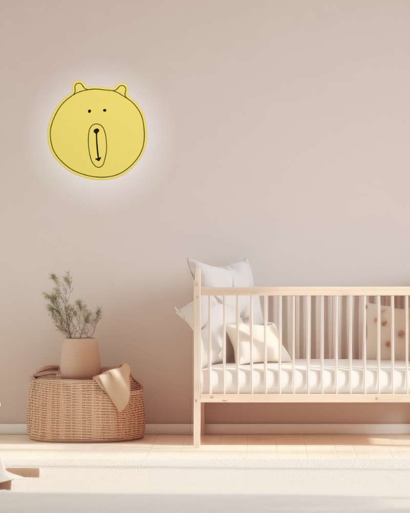 LED Wandleuchte Kinderzimmer Bärenmotiv aus Wollfilz