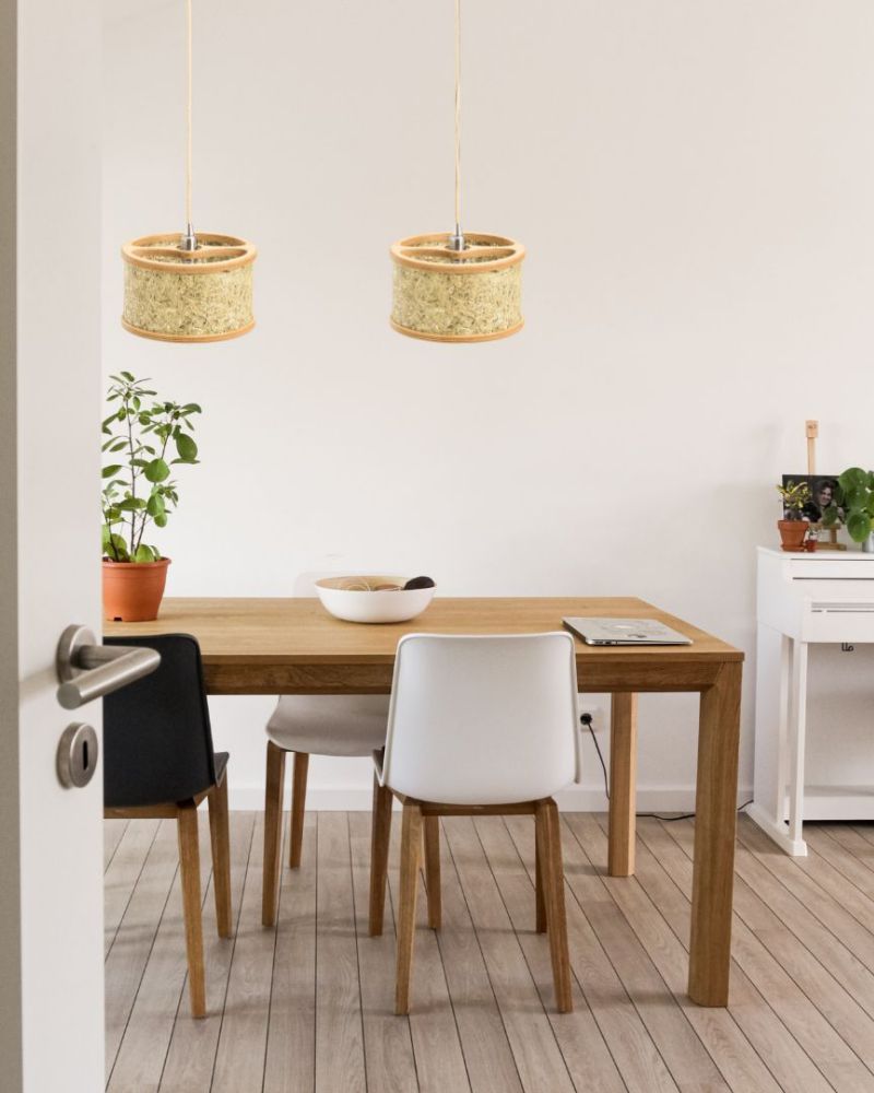 Hängeleuchte Eiche Heu mit blauen Kornblumen 25 cm