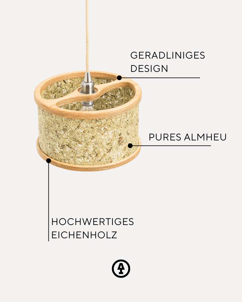 Hängeleuchte Eiche Heu mit blauen Kornblumen 25 cm