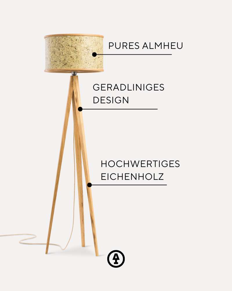 Stehleuchte Eiche Heu mit blauen Kornblumen 45 cm