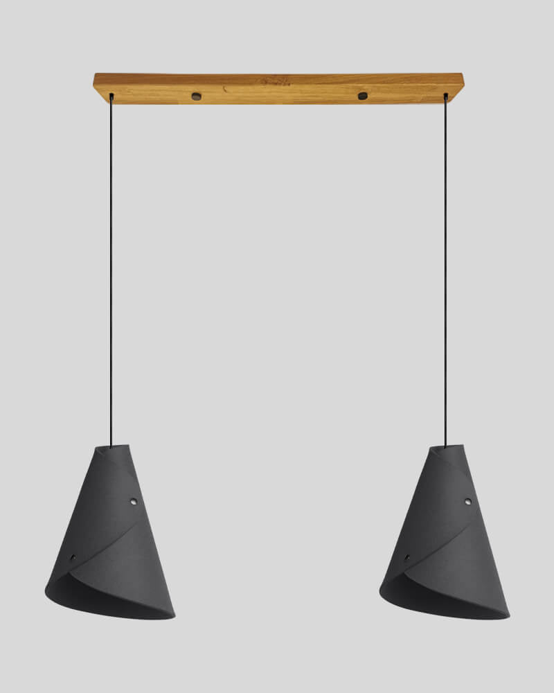 2er Pendelleuchte geschwungen Balkenbaldachin