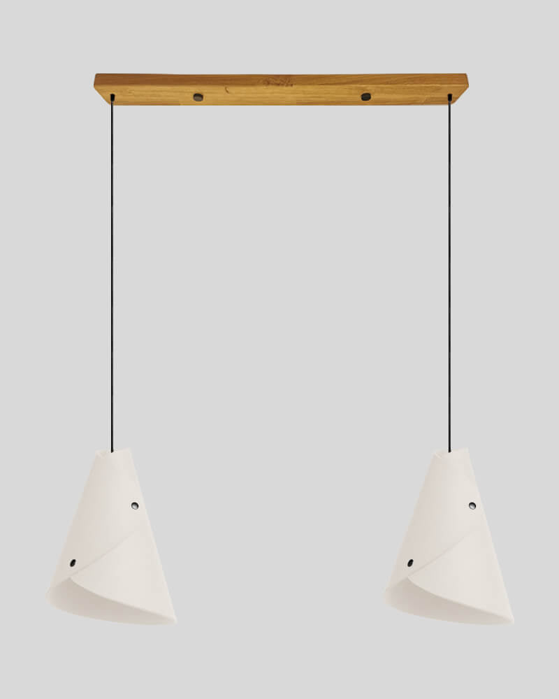 2er Pendelleuchte geschwungen Balkenbaldachin