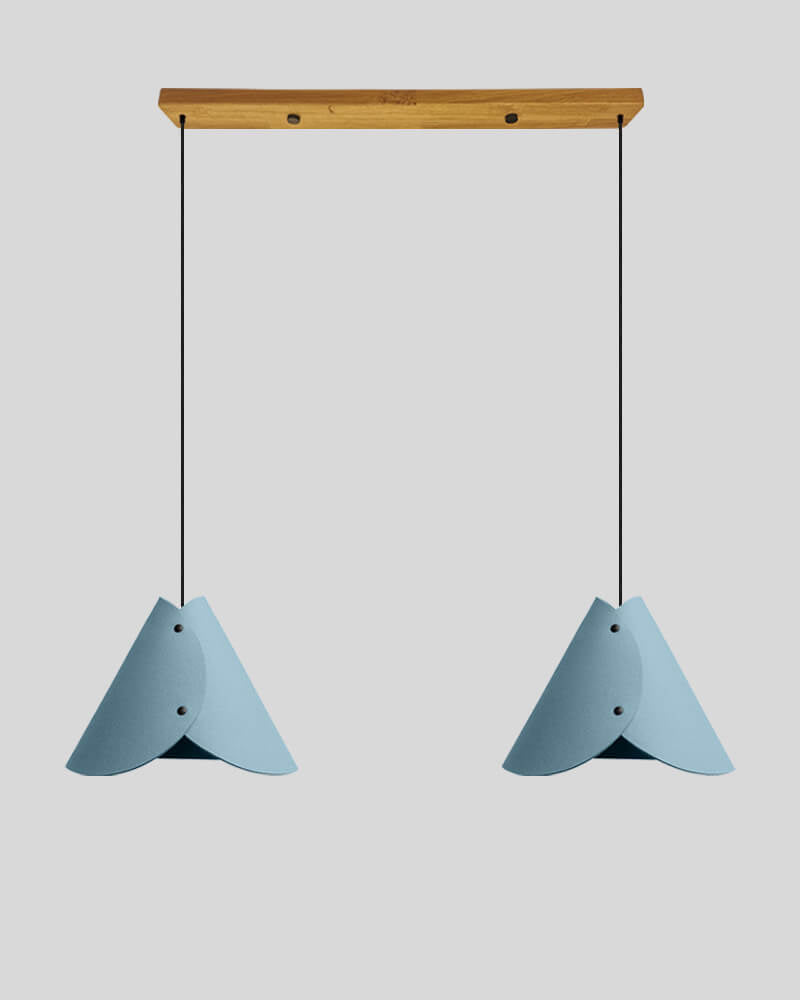 2er Pendelleuchte konisch Balkenbaldachin Aqua