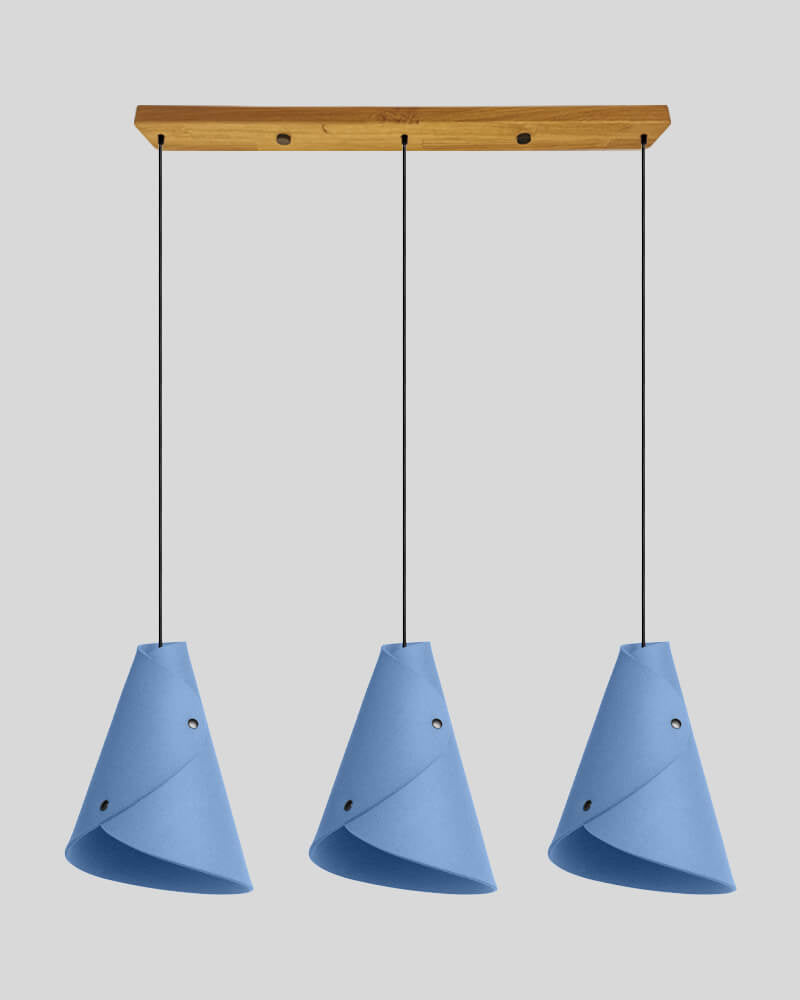 3er Pendelleuchte geschwungen Balkenbaldachin