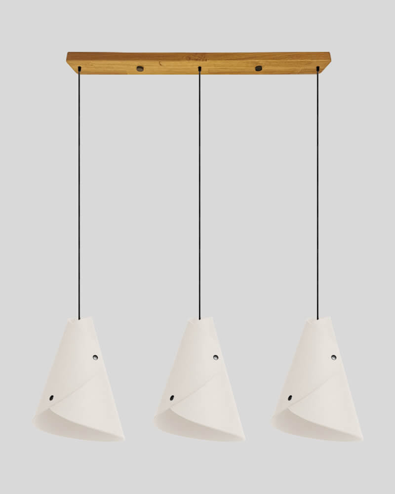 3er Pendelleuchte geschwungen Balkenbaldachin