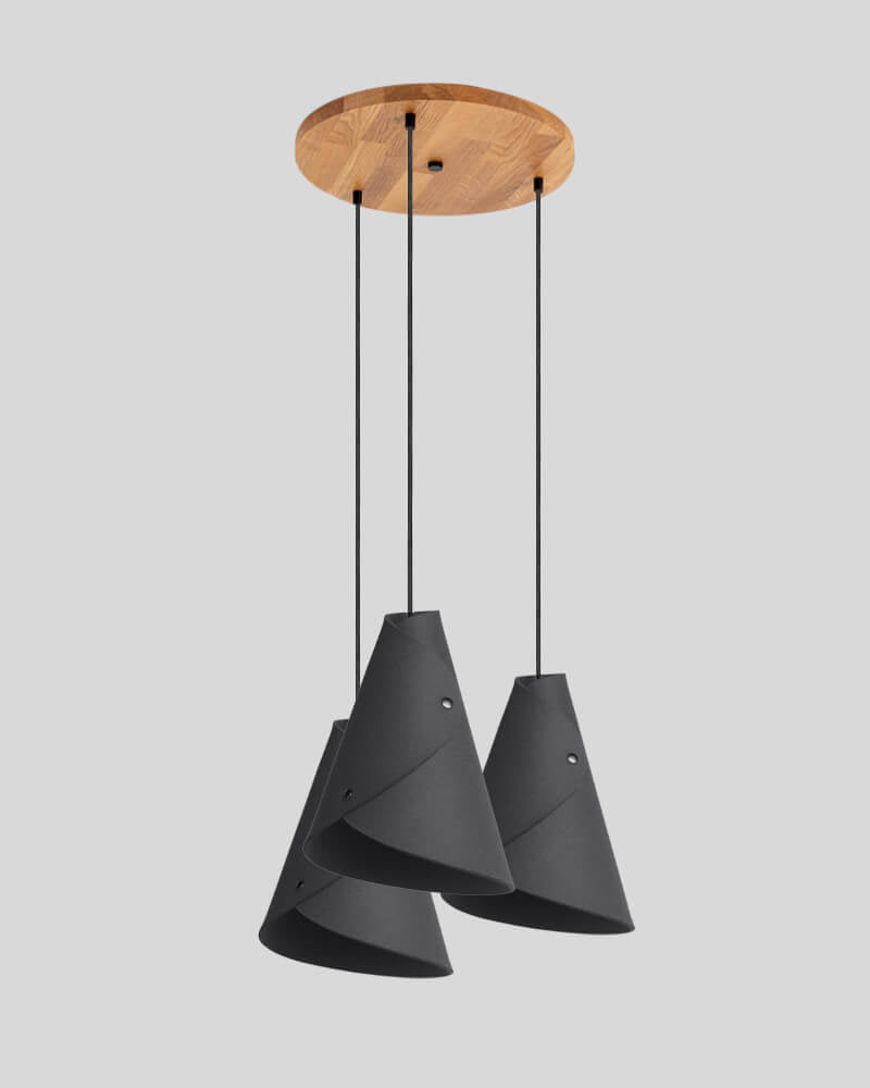 3er Pendelleuchte geschwungen Rundbaldachin