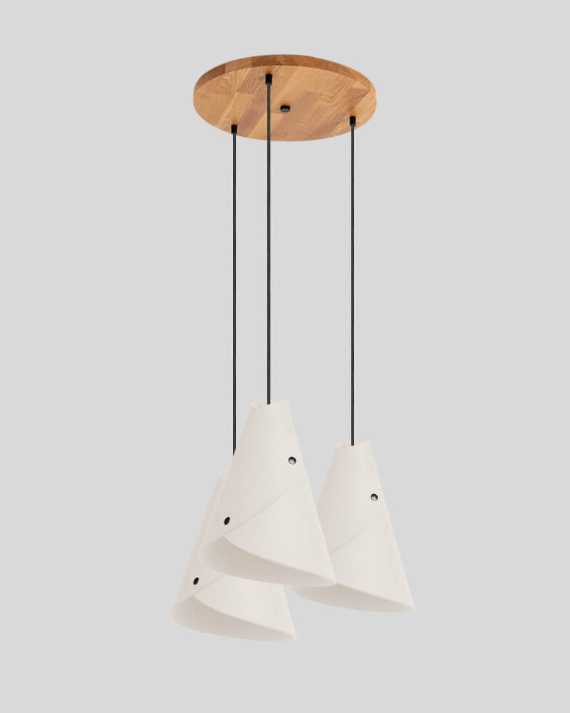 3er Pendelleuchte geschwungen Rundbaldachin