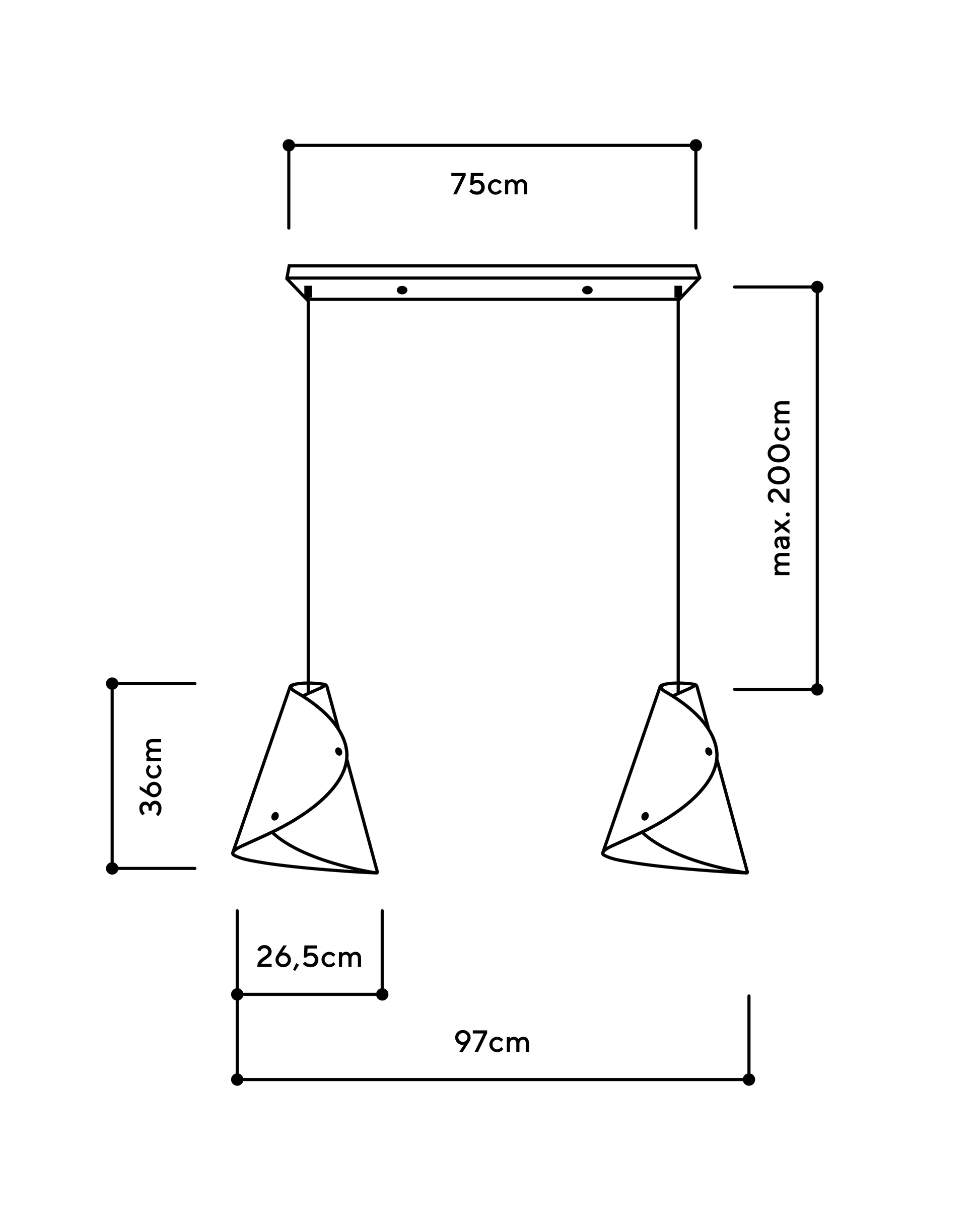 2er Pendelleuchte geschwungen Balkenbaldachin Pastellblau