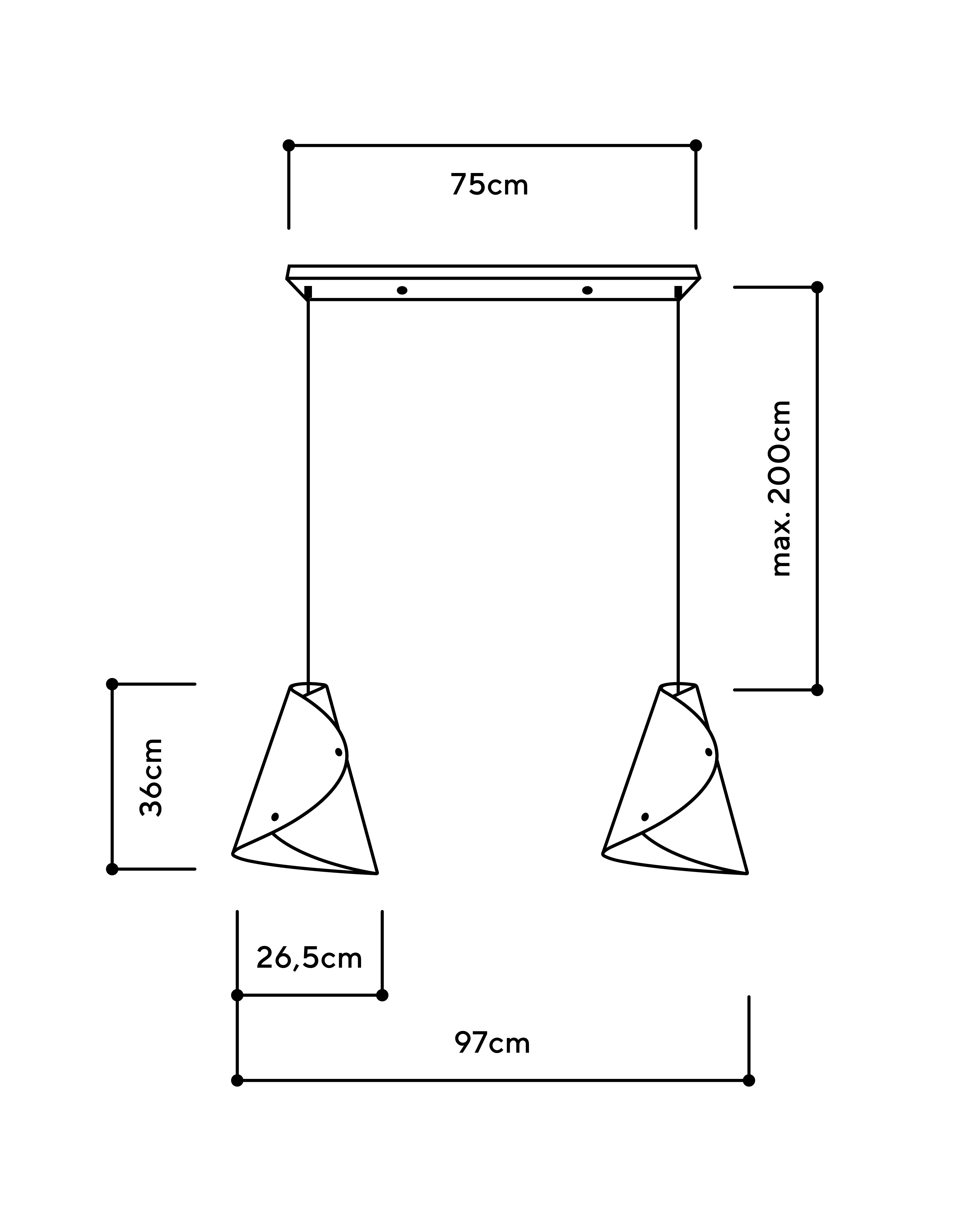 2er Pendelleuchte geschwungen Balkenbaldachin Pastellblau