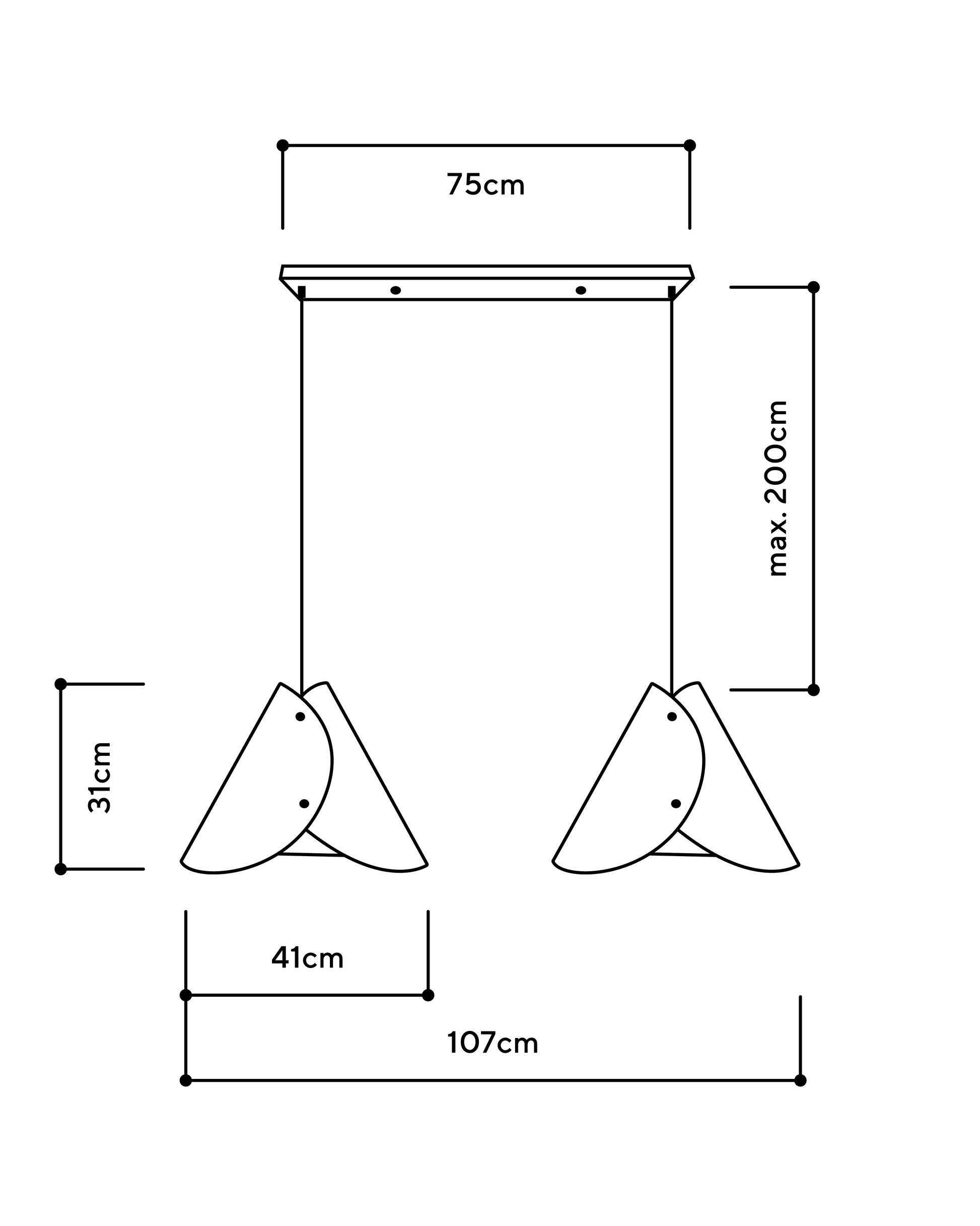 2er Pendelleuchte konisch Balkenbaldachin Aqua