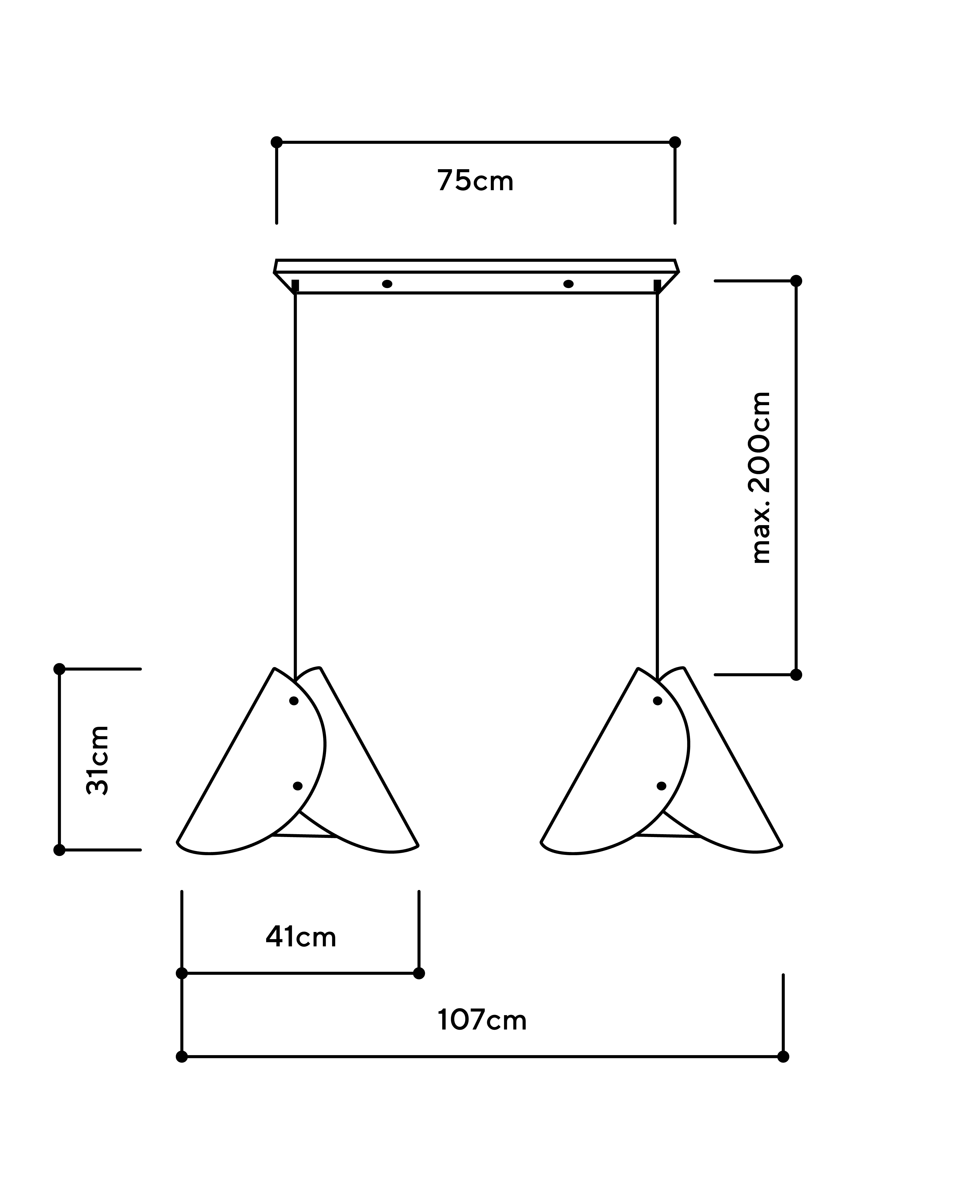 2er Pendelleuchte konisch Balkenbaldachin Aqua