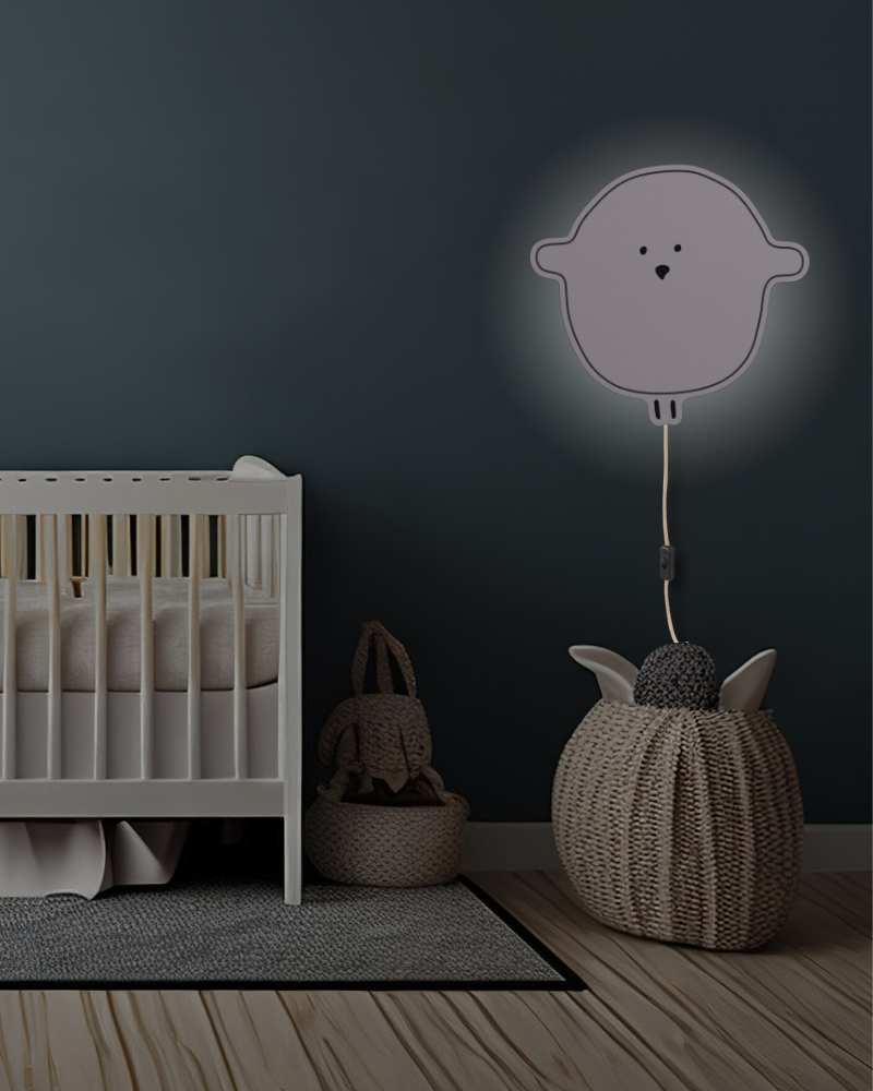 LED Wandleuchte mit Stecker Kinderzimmer Kükenmotiv aus Wollfilz