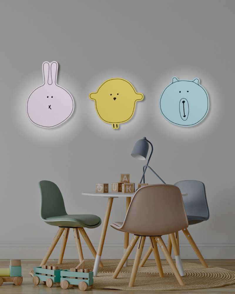 LED Wandleuchte Kinderzimmer Bärenmotiv aus Wollfilz