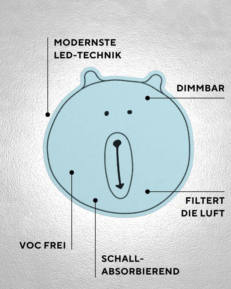 LED Wandleuchte Kinderzimmer Bärenmotiv aus Wollfilz