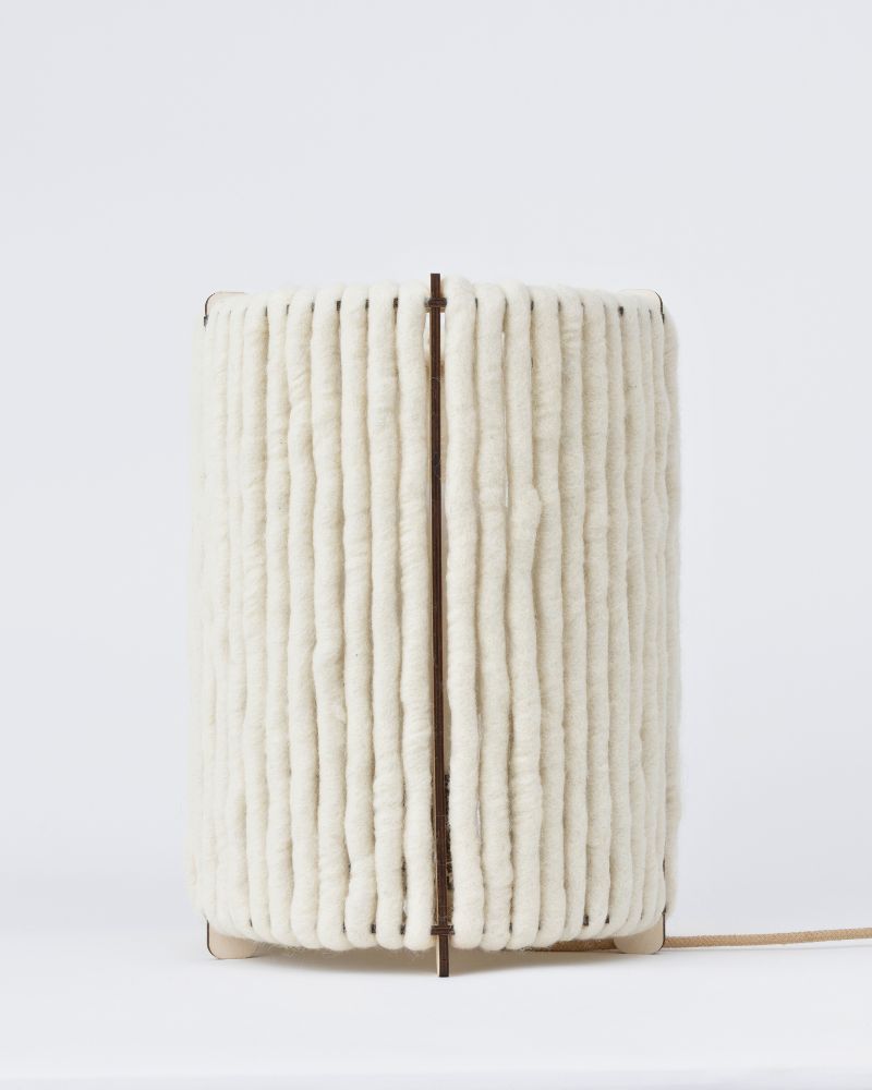 Bodenleuchte Tischleuchte aus Wolle Zylinder