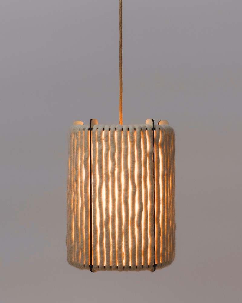Pendelleuchte aus Wolle Zylinder