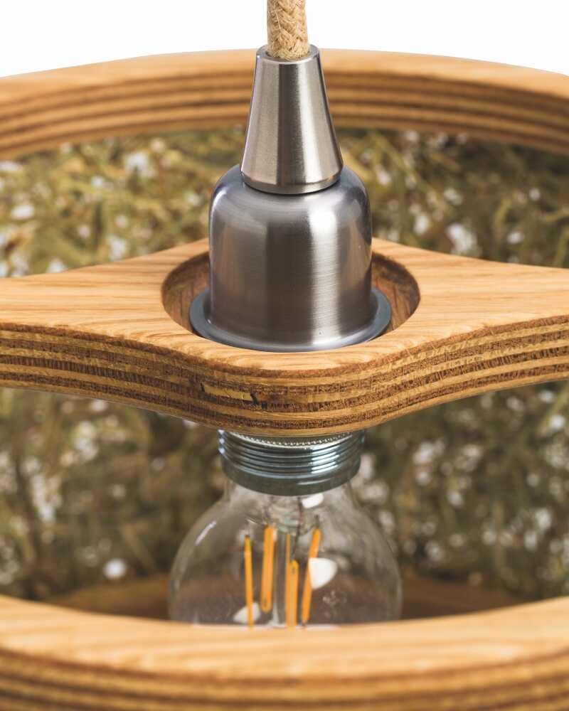 Hängeleuchte Eiche Heu mit blauen Kornblumen 25 cm