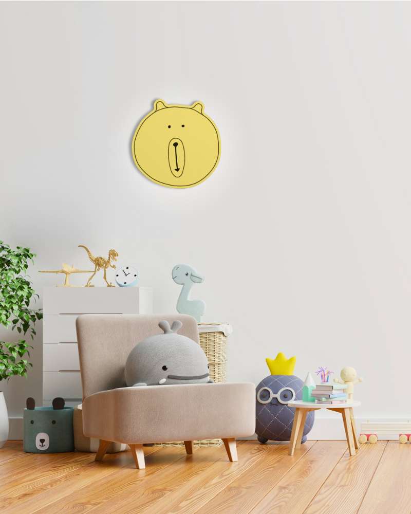 LED Wandleuchte Kinderzimmer Bärenmotiv aus Wollfilz