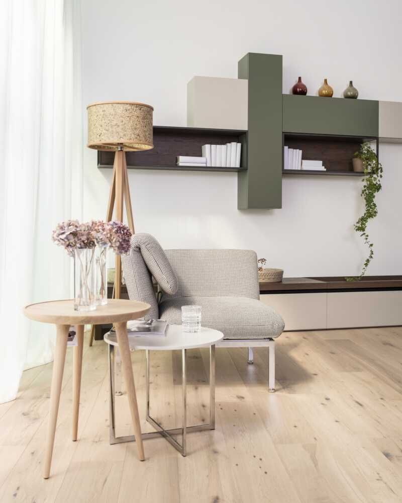 Stehleuchte Eiche Heu mit blauen Kornblumen 45 cm