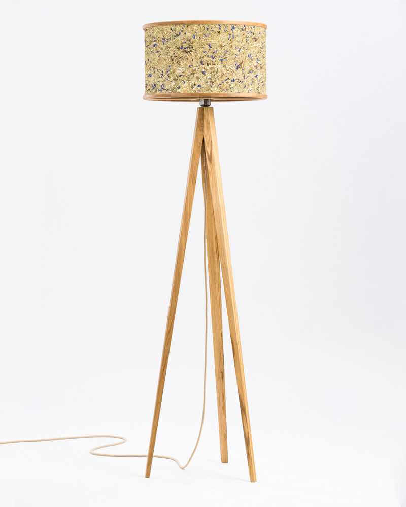 Stehleuchte Eiche Heu mit blauen Kornblumen 45 cm