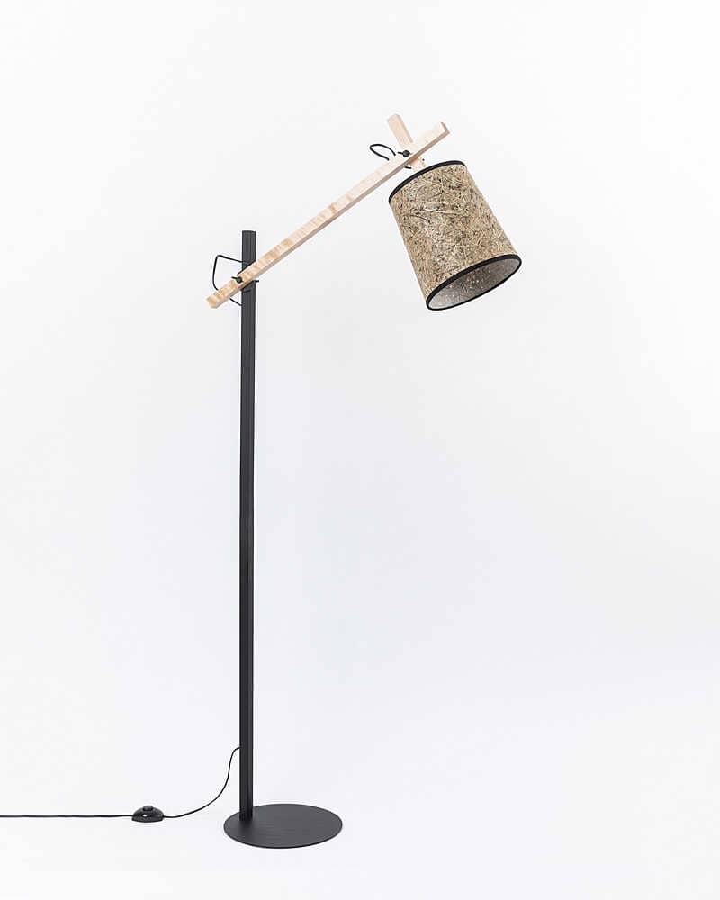 Stehleuchte Leseleuchte Heu Holz Metall 22 cm