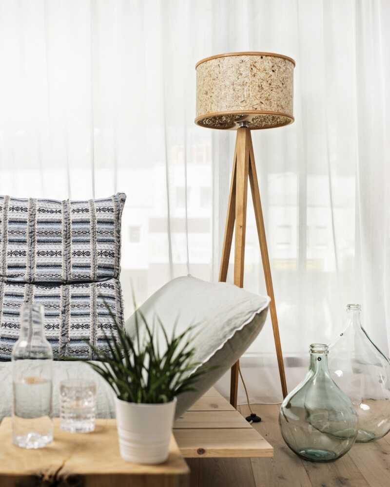 Stehleuchte Eiche Heu mit blauen Kornblumen 45 cm