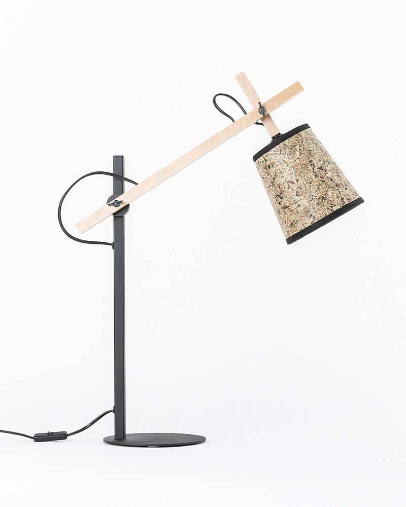 Tischleuchte Leseleuchte Heu Holz Metall 15 cm