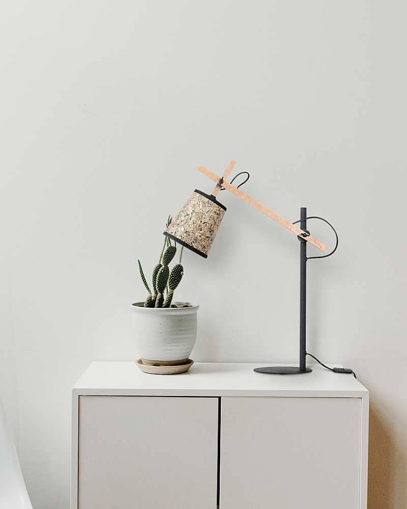 Tischleuchte Leseleuchte Heu Holz Metall 15 cm