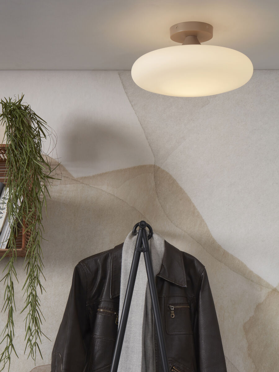 Deckenleuchte Sapporo Glas weiss sand L