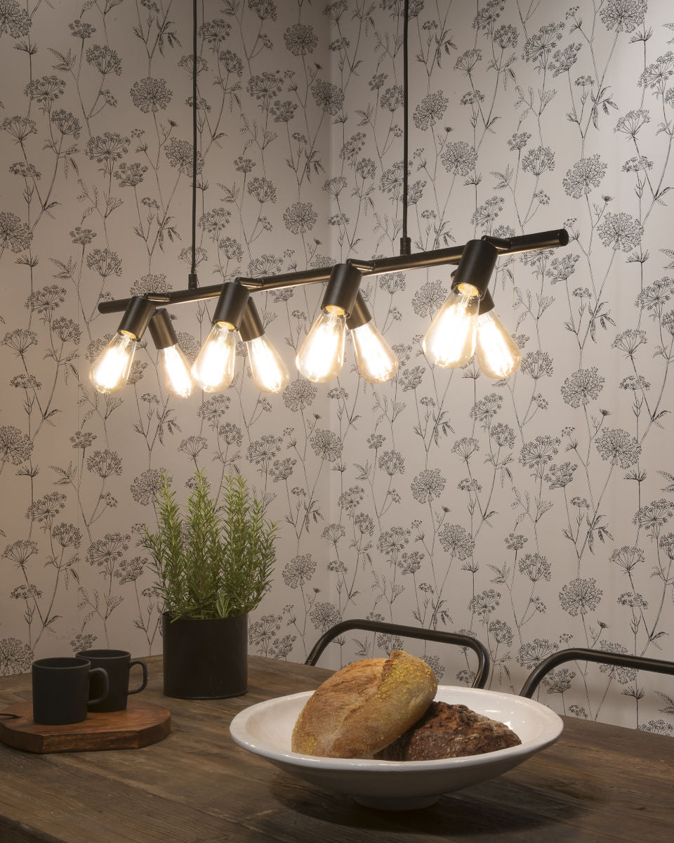 Hängeleuchte Eisen Miami 8 Arm Schwarz