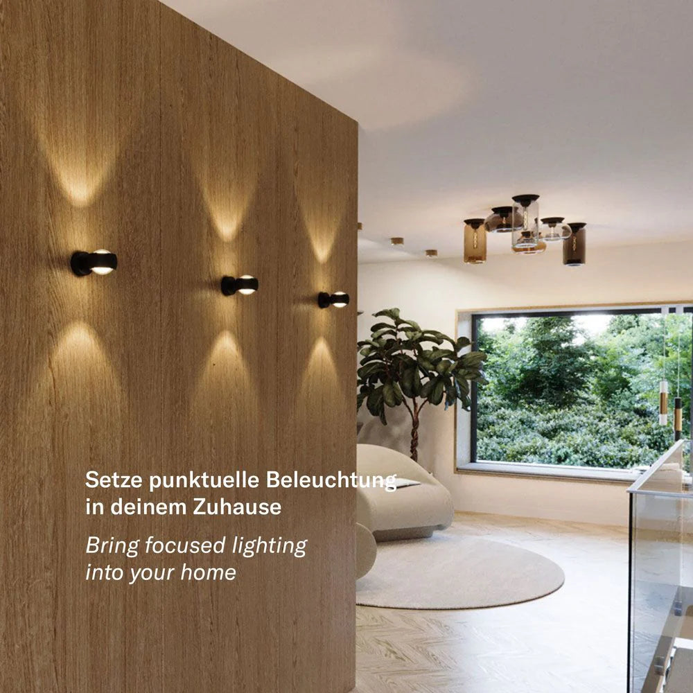 Beam Wandleuchte Up & Down mit Glaslinsen