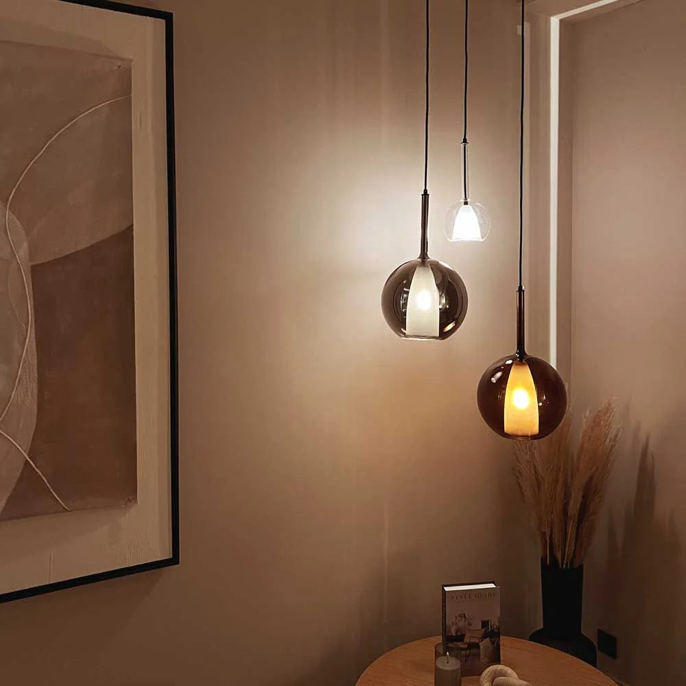 Belluna Glas-Pendelleuchte 150 cm Textilkabel