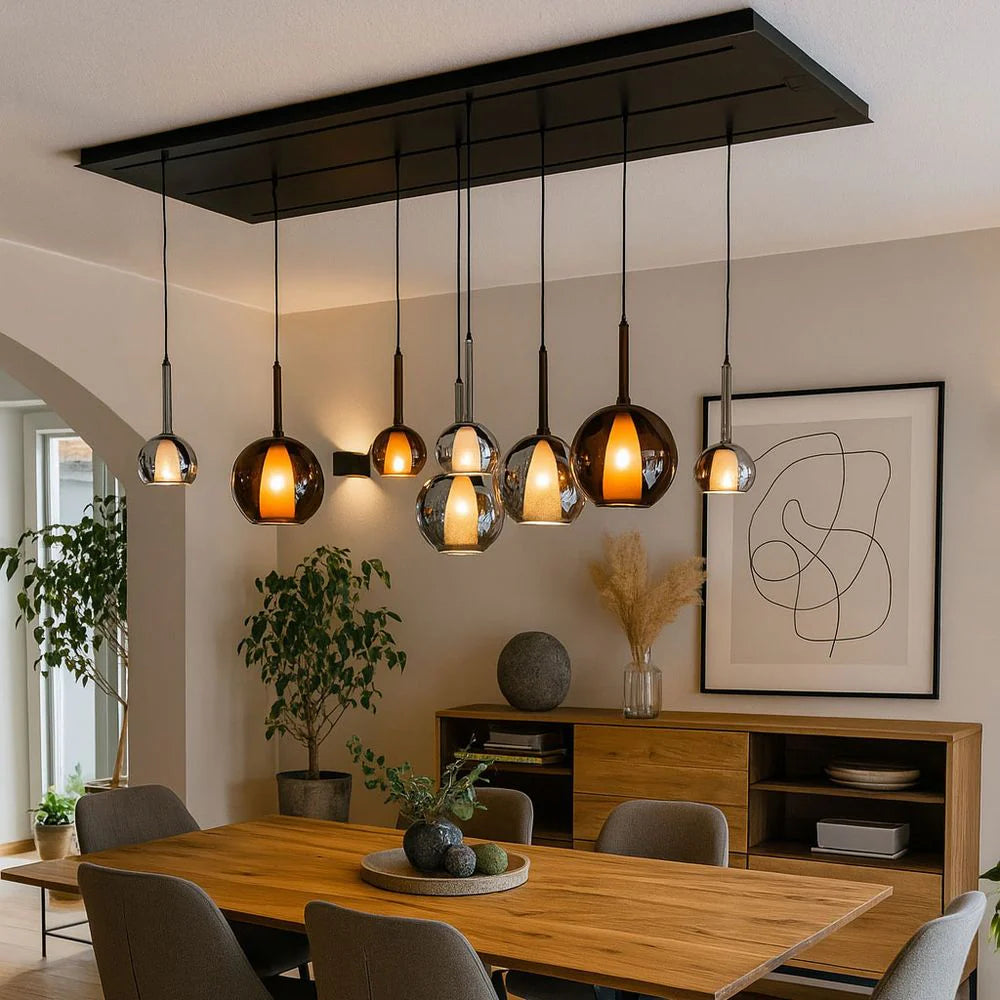 Belluna Glas-Pendelleuchte 150 cm Textilkabel