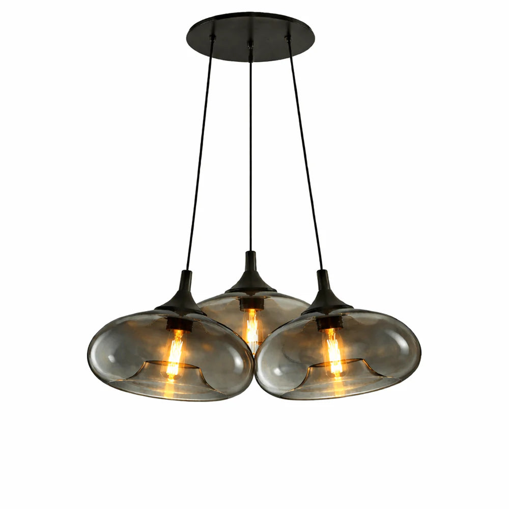 Cruet Cluster Glas-Pendelleuchte 3-flammig 3x28cm