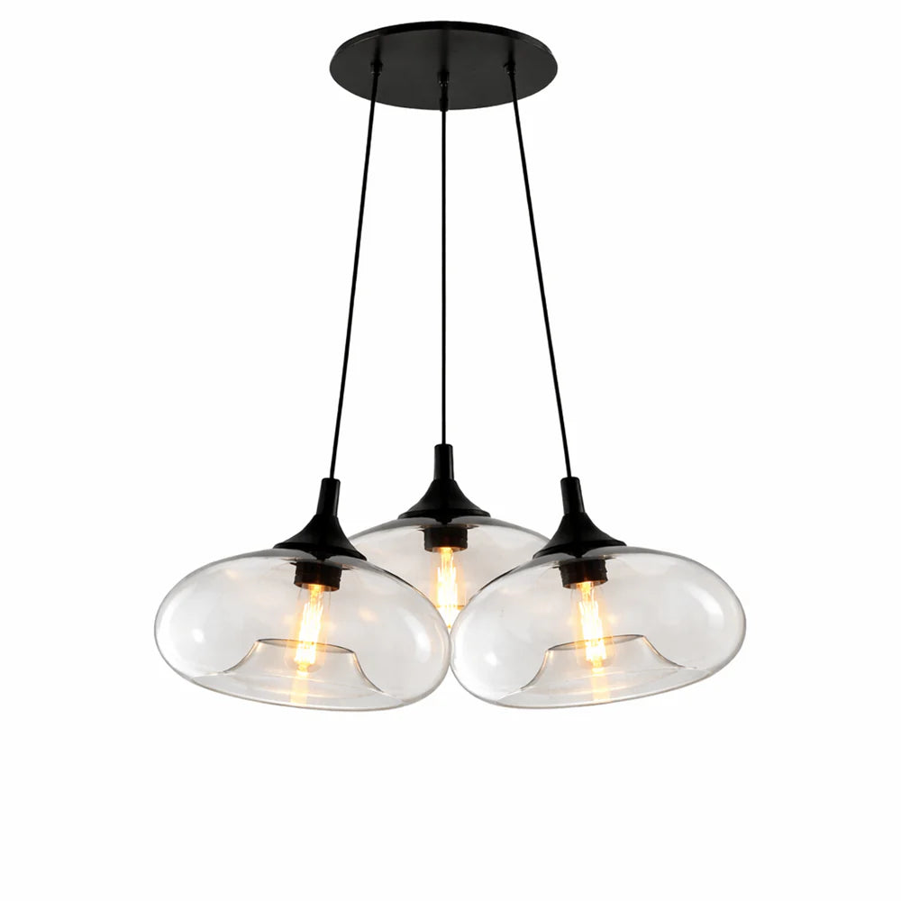 Cruet Cluster Glas-Pendelleuchte 3-flammig 3x28cm