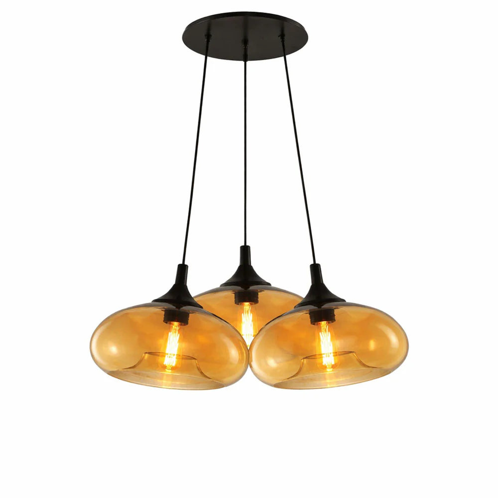 Cruet Cluster Glas-Pendelleuchte 3-flammig 3x28cm
