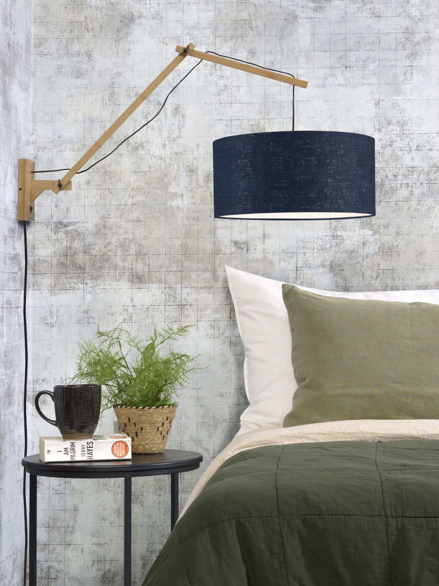 Wandleuchte Andes natur Schirm blue denim 47 cm