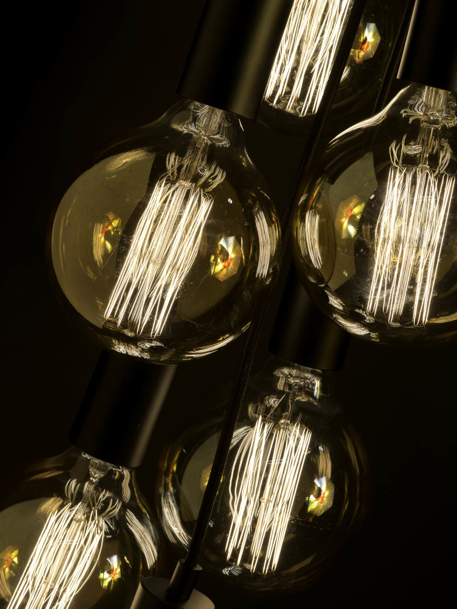 Hängesystem Oslo 7 Birnen schwarz