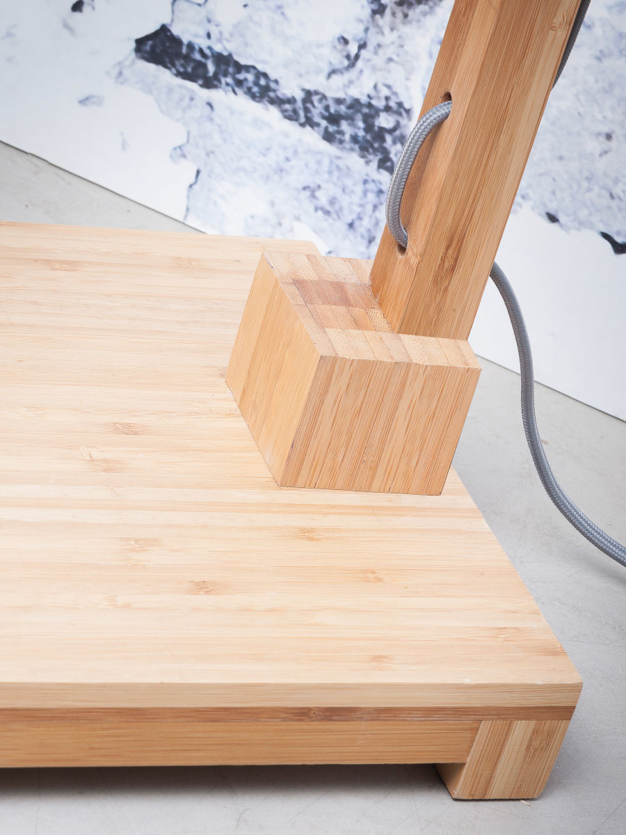 Stehleuchte Himalaya Bambus Leinen schwarz 47 cm