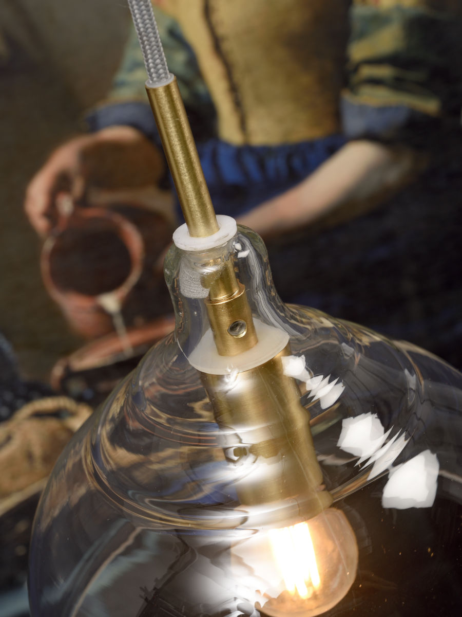 Hängeleuchte Glas Brussels transparent gold rund