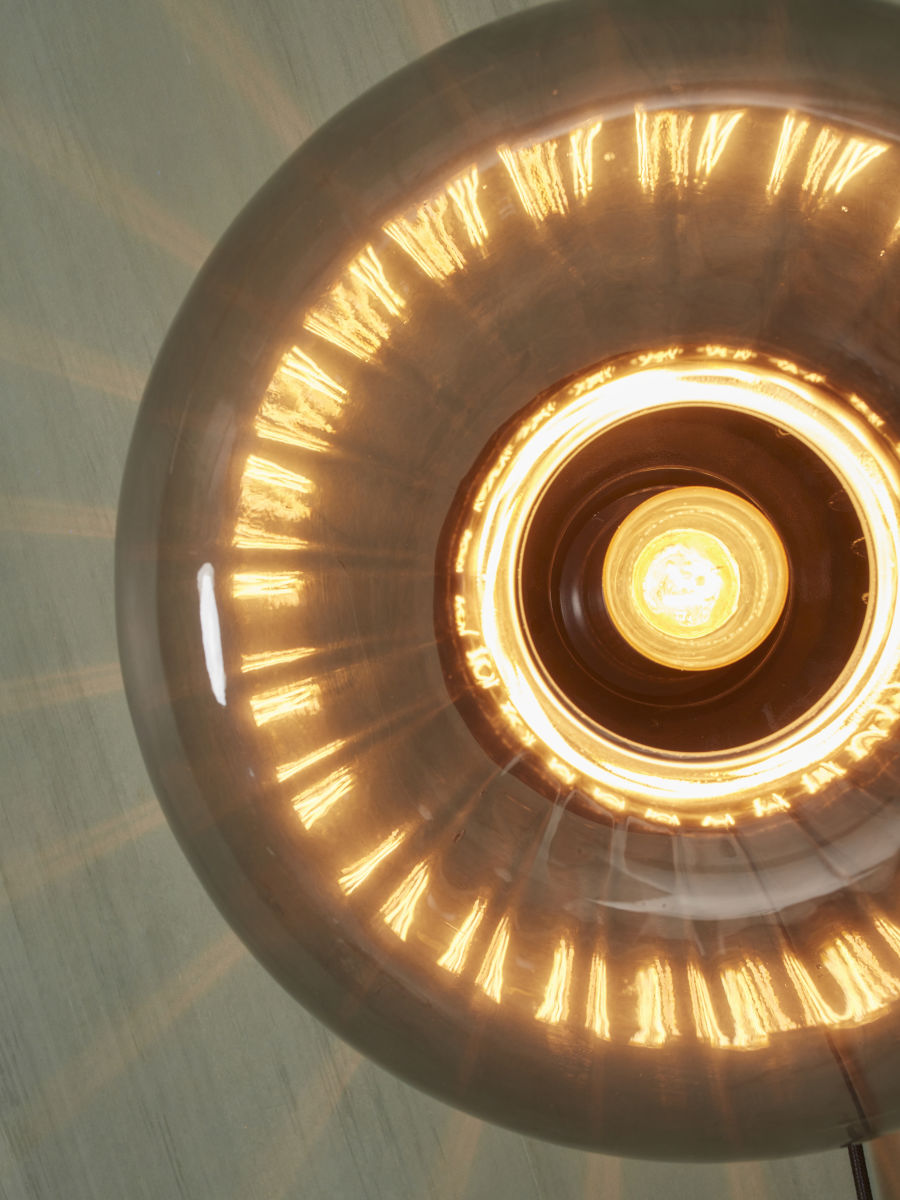 Wandleuchte Glas Brussels rund anthrazit