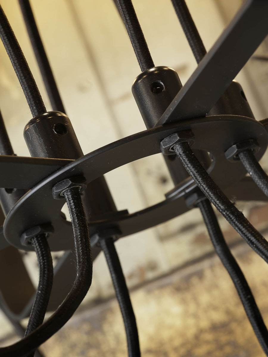 Kronleuchter Eisen Seattle 6 Arm Stoffkabel schwarz