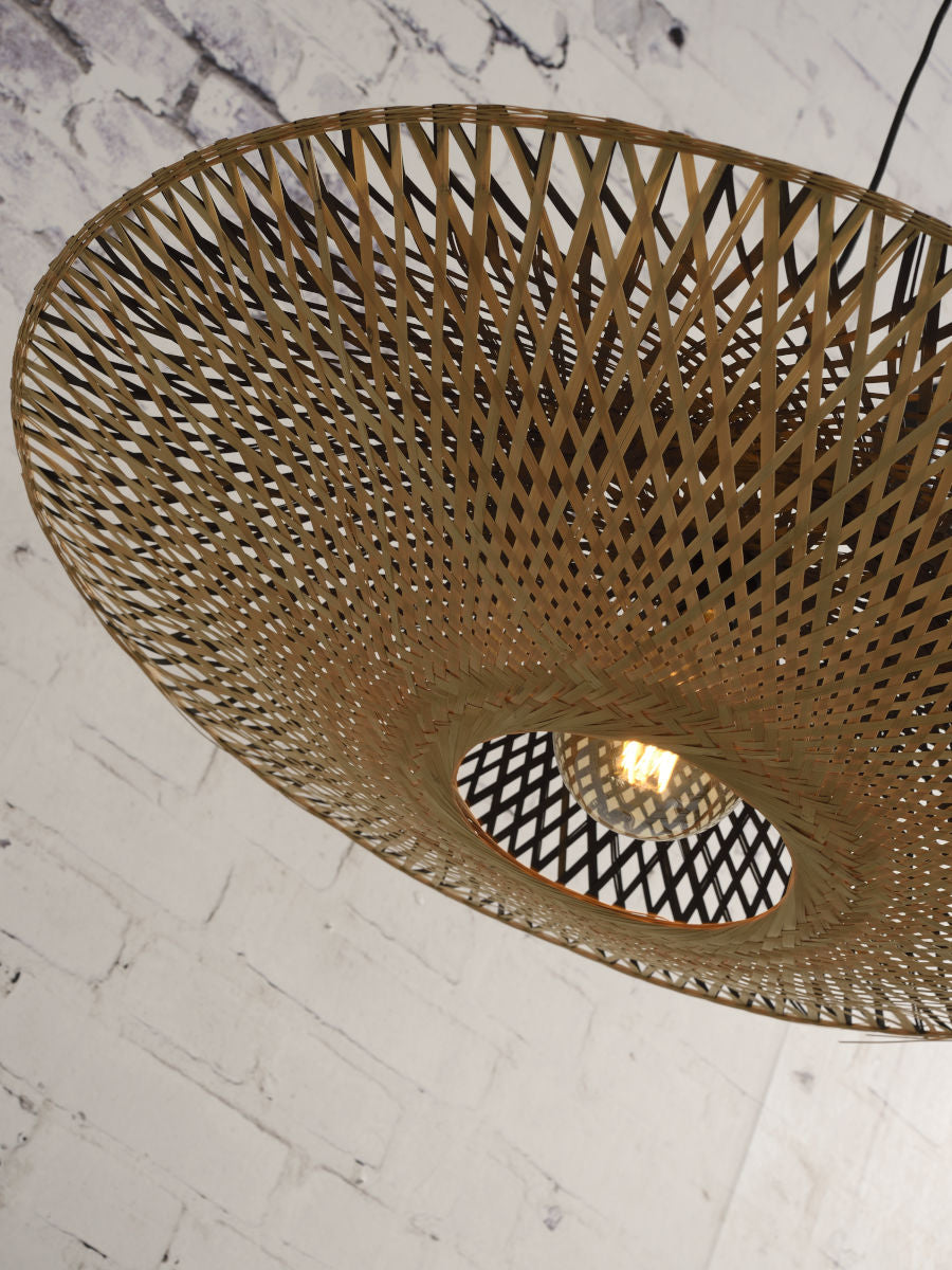 Hängeleuchte Kalimantan Bambus flach 87 cm
