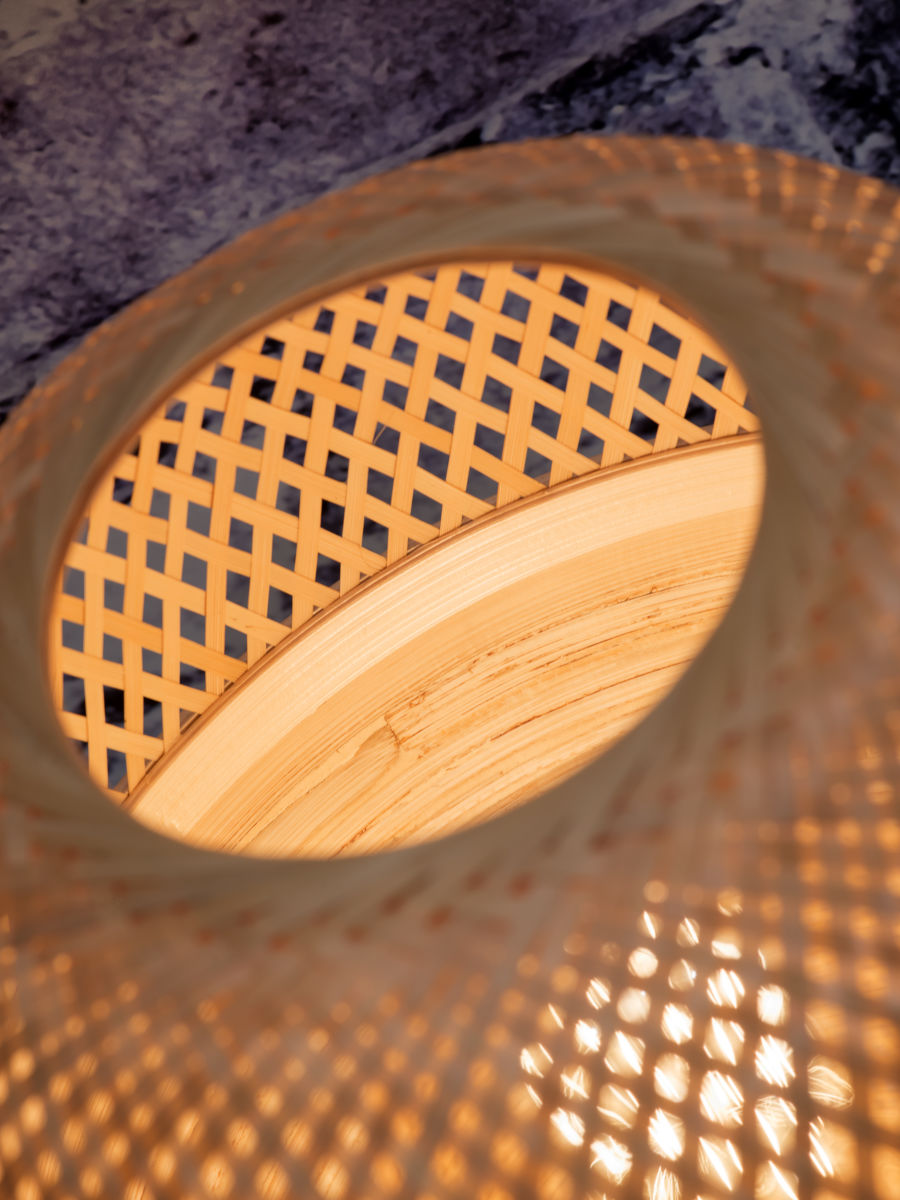 Tischleuchte Bambus Mekong rund L