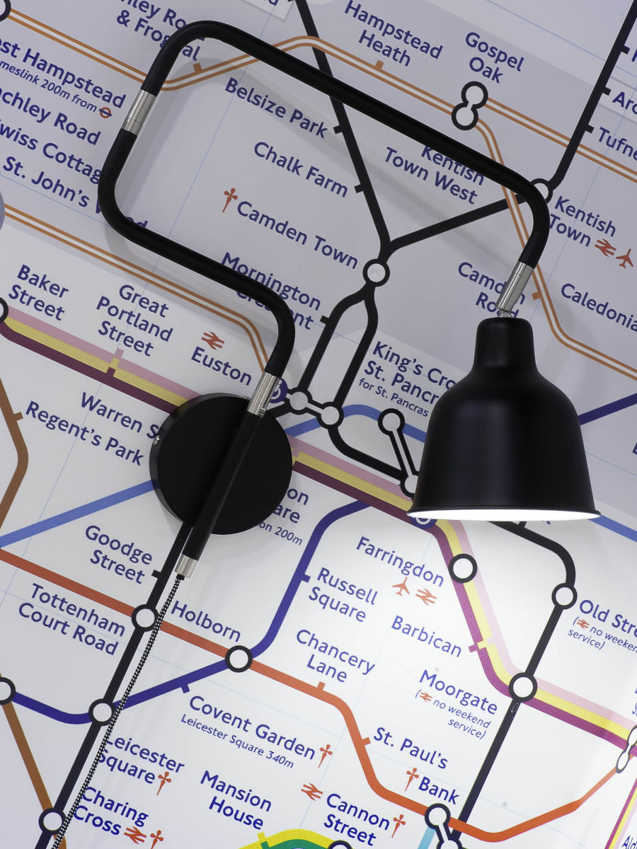 Wandleuchte Eisen Tube London schwarz