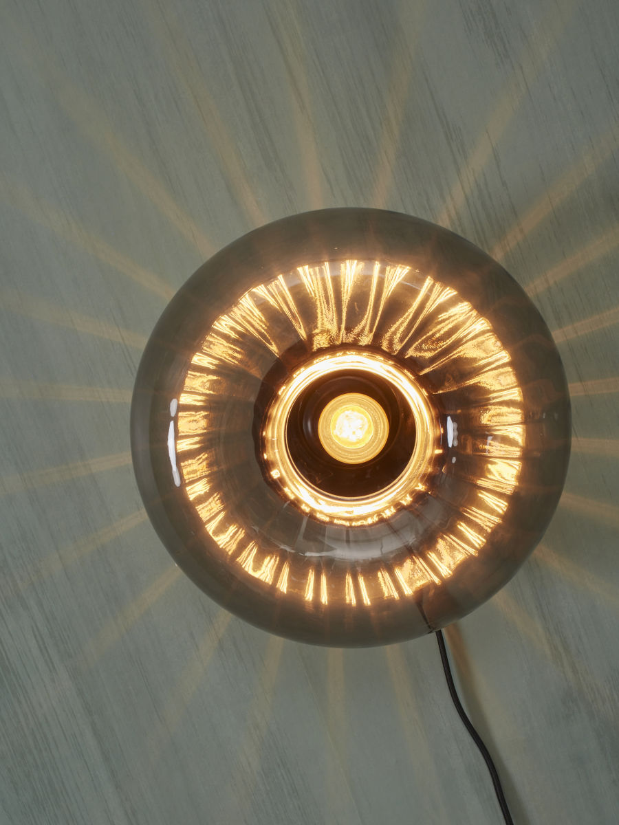 Wandleuchte Glas Brussels rund anthrazit