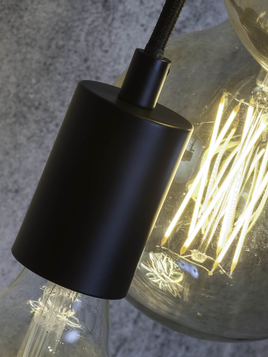 Hängesystem Oslo 3 Birnen Stoffkabel 150Cm schwarz