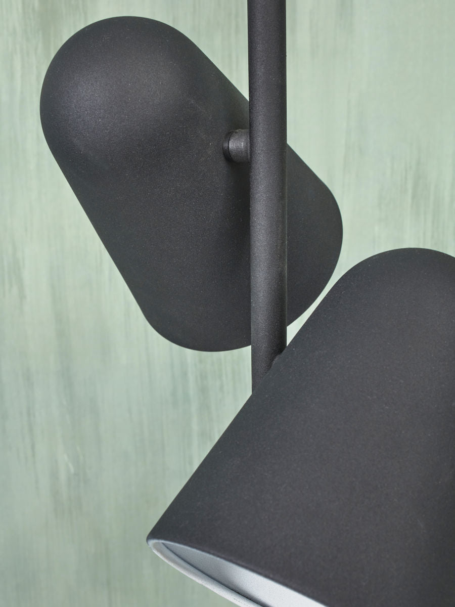 Stehleuchte Eisen Salamanca 2 Schirmen H 145x28cm schwarz